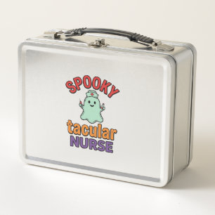 Spooky Nurse Halloween Vintage Vector Shirt Design Metal Lunch Box