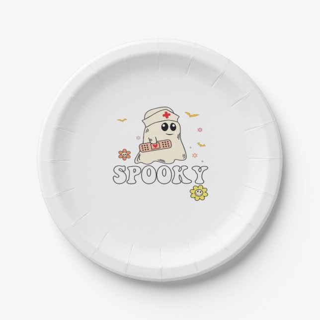 Spooky Nurse Practitioner Cute Halloween Classic T Paper Plate (Front)
