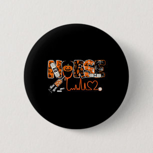 Spooky Nurse Pumpkin Halloween Costume Rn Cna Mens 6 Cm Round Badge
