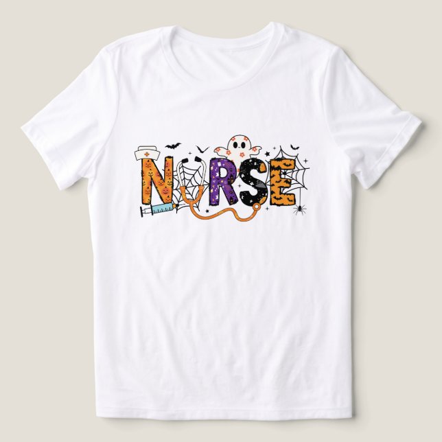 Spooky Nurse Shirt Halloween Nurse T-Shirt  (Design Front)