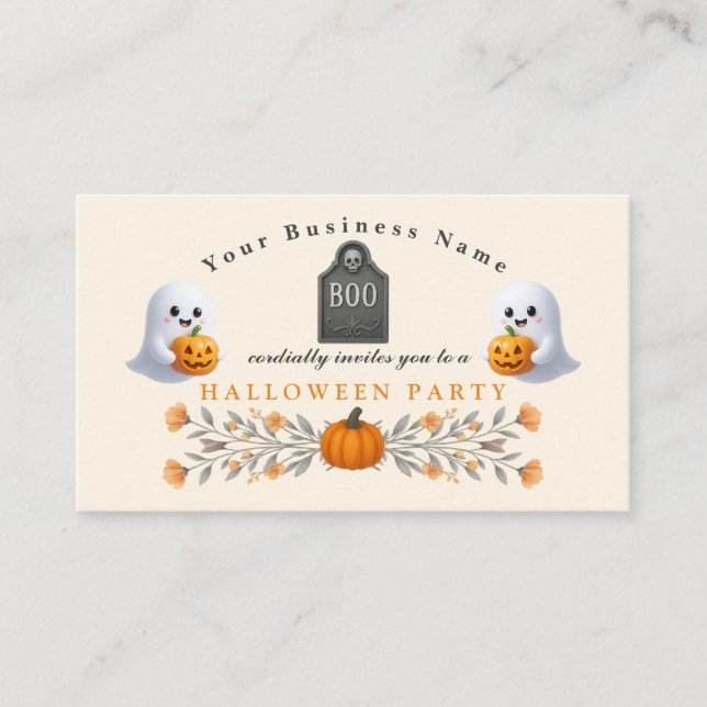 Spooky Office Halloween Party Essentials Business Card (Front)