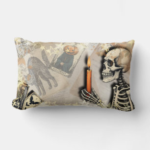 Spooky old skeleton lumbar cushion