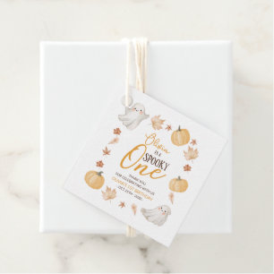 Spooky One 1st Birthday Cute Ghost Fall Leaves Favour Tags