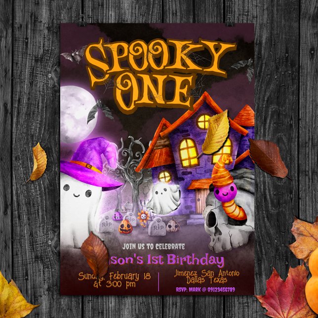 Spooky One - 1st Birthday Invitation (Spooky One - 1st Birthday Halloween Invitation)