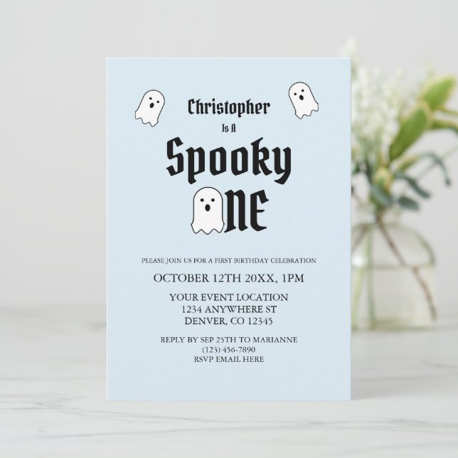 Spooky One 1st Birthday Invitation (Standing Front)