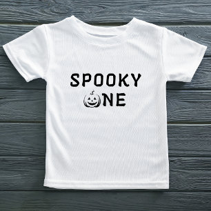 Spooky One 1st Birthday Pumpkin Face  Baby T-Shirt