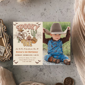 Spooky One 1st Birthday Western Party Photo Invitation