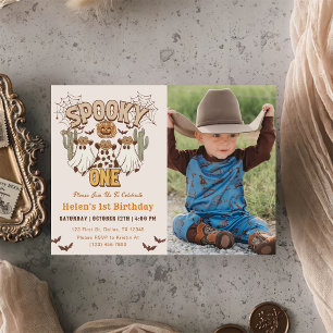 Spooky One 1st Birthday Western Party Photo Invitation