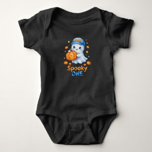 Spooky ONE Baby Sweatshirt Black - Ghost Halloween Bodysuit