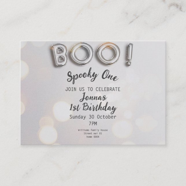 Spooky One birthday, Little boo Card (Front)