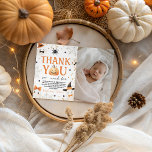 Spooky One Birthday Photo Thank You Invitation<br><div class="desc">Send a sweet and spooky note of gratitude with this Spooky One first birthday photo thank you card. Featuring watercolor pumpkins, ghosts, cobwebs, and space for your child’s photo, this card is perfect for celebrating your little one’s first boo-day in style. A festive way to thank friends and family for...</div>