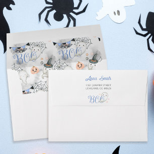 Spooky One Blue 1st Birthday Party Return Address Envelope