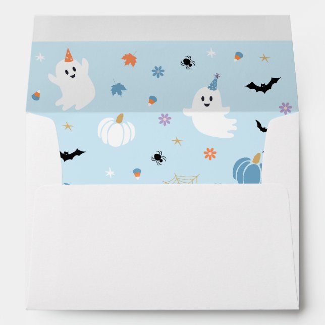 Spooky One Blue Ghost Halloween Return Address Envelope (Back (Bottom))