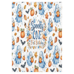 Spooky ONE Blue Ghost Halloween Tablecloth