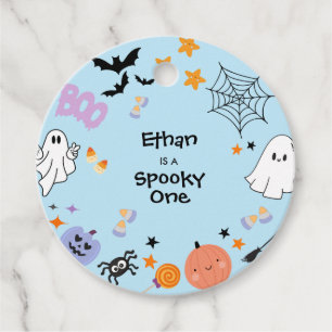Spooky One Blue Halloween 1st Birthday Favour Tags