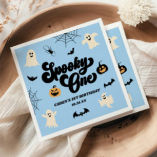 Spooky One Blue Halloween 1st Birthday Party Napkin