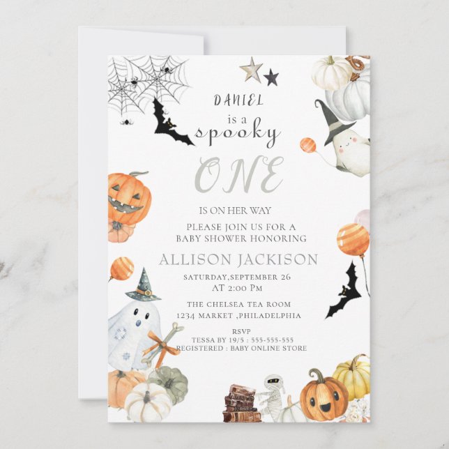 Spooky One Boo Ghost Halloween 1st Birthday  Invitation (Front)