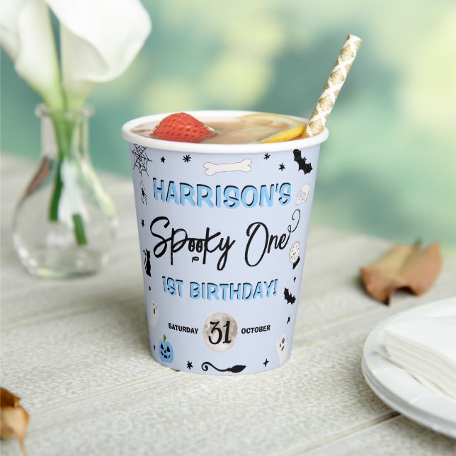 Spooky One! Boys Halloween 1st Birthday Party Paper Cups (Insitu)