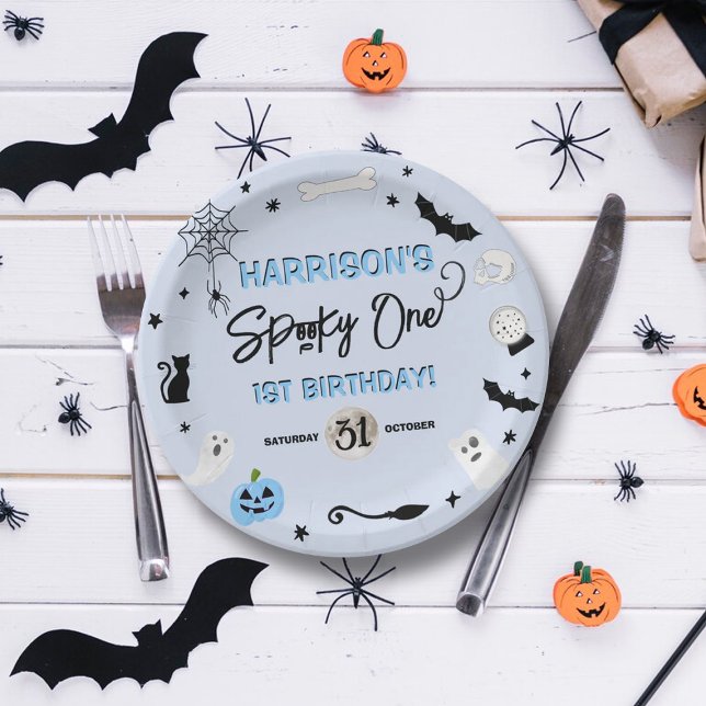 Spooky One! Boys Halloween 1st Birthday Party Paper Plate (Creator Uploaded)