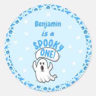 Spooky One Cute Funny Halloween Ghost 1st Birthday Classic Round Sticker