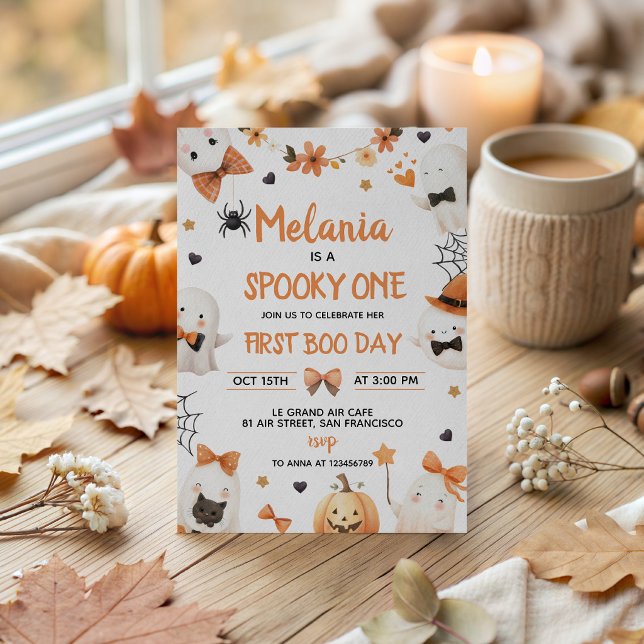 Spooky One Cute Ghost 1st Birthday Invite (Creator Uploaded)