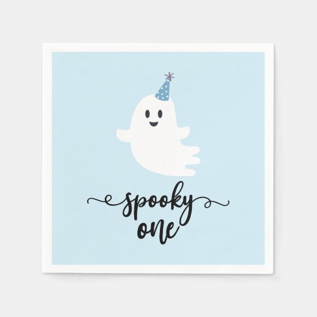 Spooky One Cute Ghost Halloween 1st Birthday Napkin (Front)
