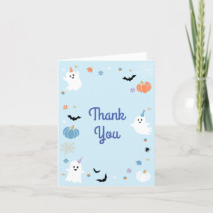 Spooky One Cute Ghost Halloween 1st Birthday Thank You Card