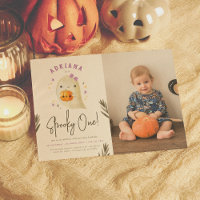 Spooky One Cute Girl Halloween 1st Birthday Photo