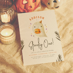 Spooky One Cute Halloween Gender Neutral Birthday Invitation