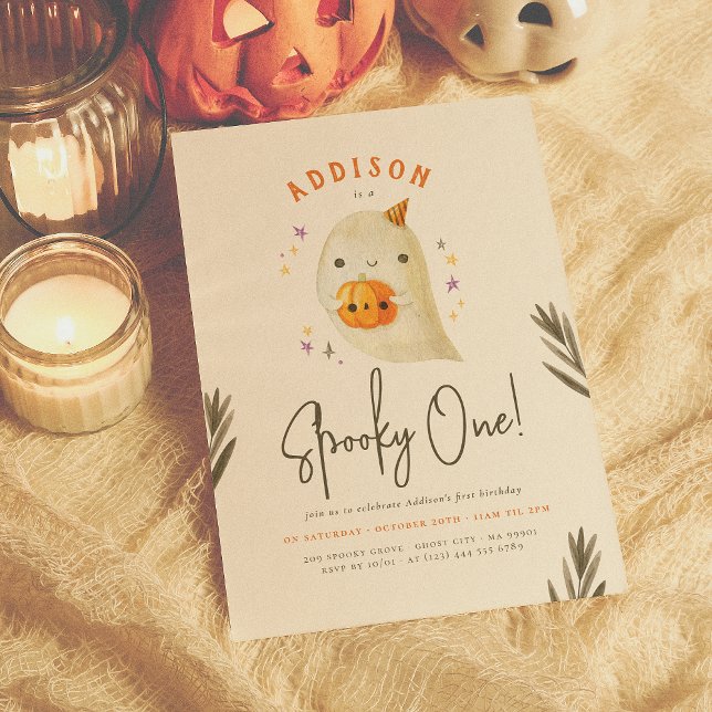 Spooky One Cute Halloween Gender Neutral Birthday Invitation (Creator Uploaded)