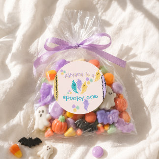 Spooky One Cute Halloween Ghost 1st Birthday Classic Round Sticker
