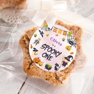 Spooky One Cute Halloween Ghost 1st Birthday Classic Round Sticker