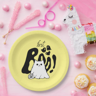 Spooky One Cute Halloween Ghost 1st Birthday Decor Paper Plate