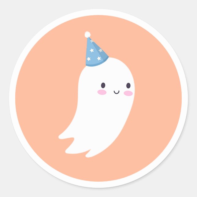 Spooky One Cute Halloween Ghost 1st Birthday Favou Classic Round Sticker (Front)