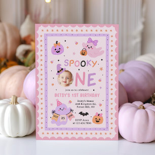Spooky One Cute Halloween Ghost 1st Birthday Invitation