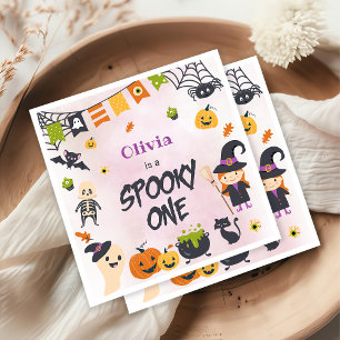 Spooky One Cute Halloween Ghost 1st Birthday Napkin