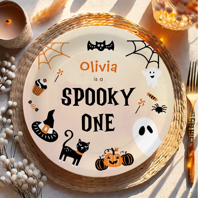 Spooky One Cute Halloween Ghost 1st Birthday Paper Plate (Creator Uploaded)
