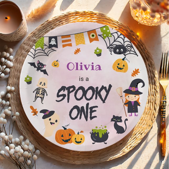 Spooky One Cute Halloween Ghost 1st Birthday Paper Plate (Creator Uploaded)
