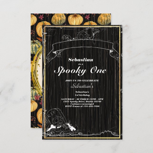 Spooky One Cute Halloween Ghost 1st Birthday Party Invitation (Front/Back)