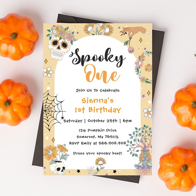 Spooky One Cute Halloween Ghost 1st Birthday Party Invitation (Creator Uploaded)