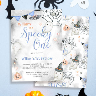Spooky One Cute Halloween Ghost 1st Birthday Party Invitation