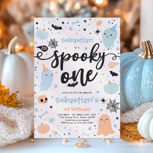 Spooky One Cute Halloween Ghost 1st Birthday Party Invitation