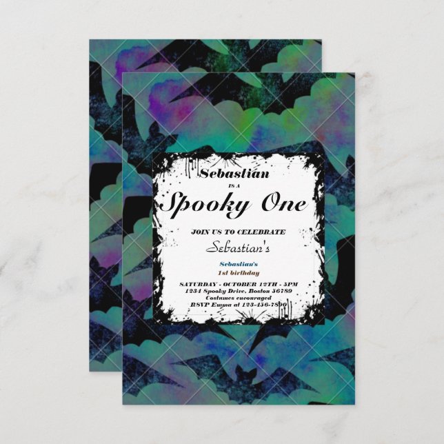 Spooky One Cute Halloween Ghost 1st Birthday Party Invitation (Front/Back)