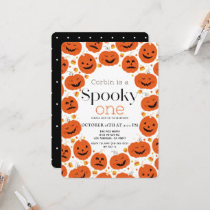 Spooky One Cute Halloween Pumpkins 1st Birthday Invitation