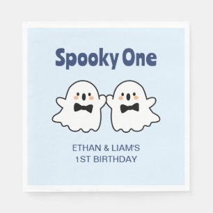 Spooky One Cute Twin Boys Halloween 1st Birthday Napkin