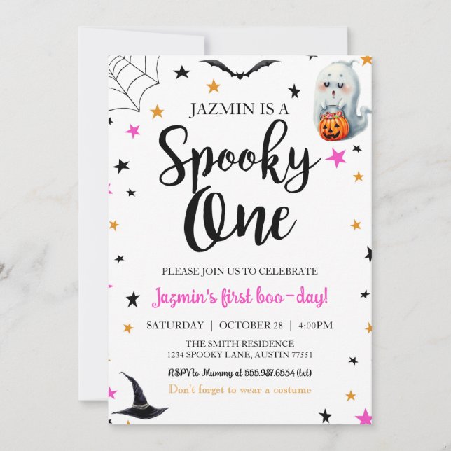 Spooky One First Birthday Halloween Invitation (Front)