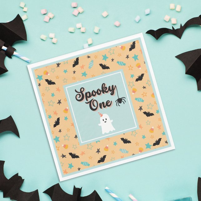 Spooky One Gender Neutral Halloween First Birthday Napkin (Creator Uploaded)