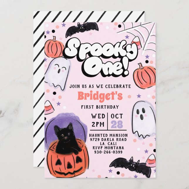 Spooky One! Ghost Birthday Invitation (Front/Back)