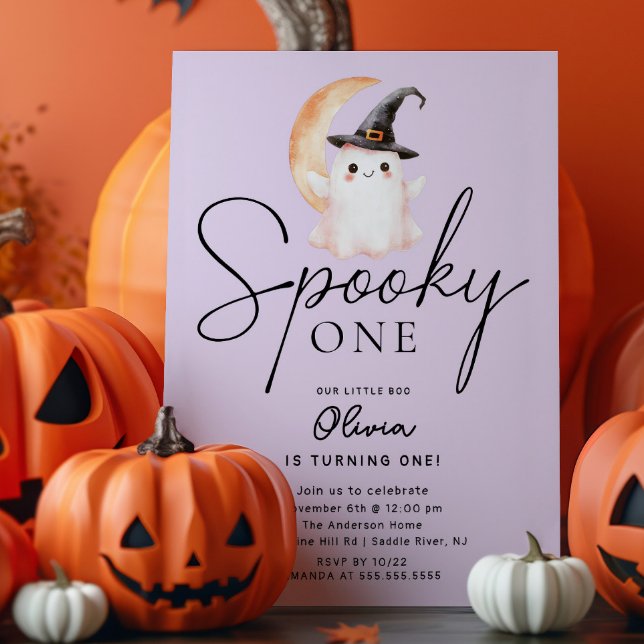 Spooky One Ghost Birthday Invitation (Creator Uploaded)