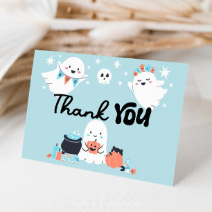 Spooky One Ghost Boy 1st Birthday Party Thank You Card